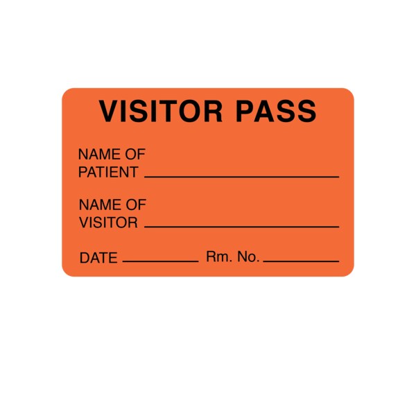 Visitor Pass - Name Of Patient/Visitor 1-15/16" x 3"